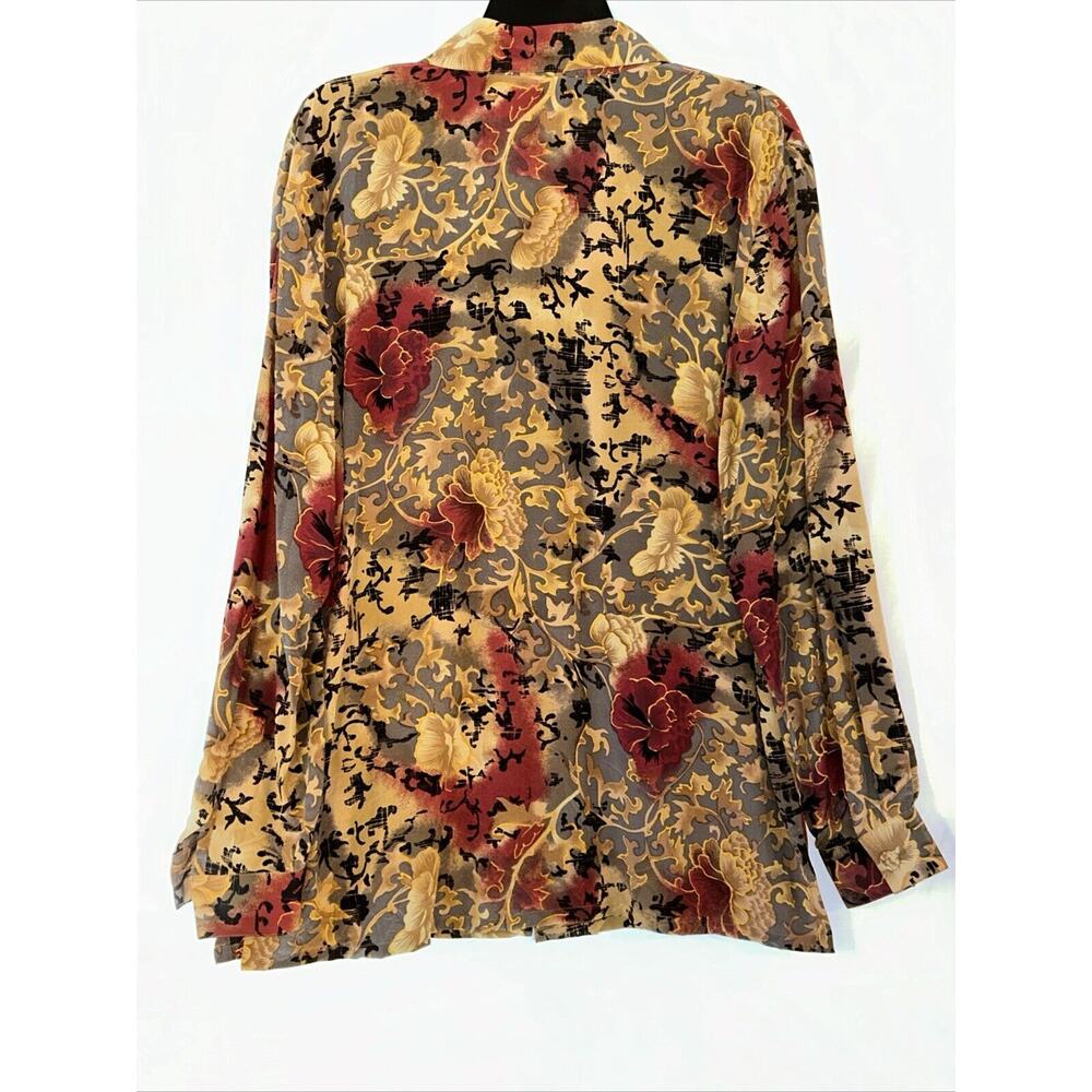 Vintage TESS 100% Silk Size Large Button Down Shirt Dark Fairy Whimsigoth Witchy - Picture 8 of 12
